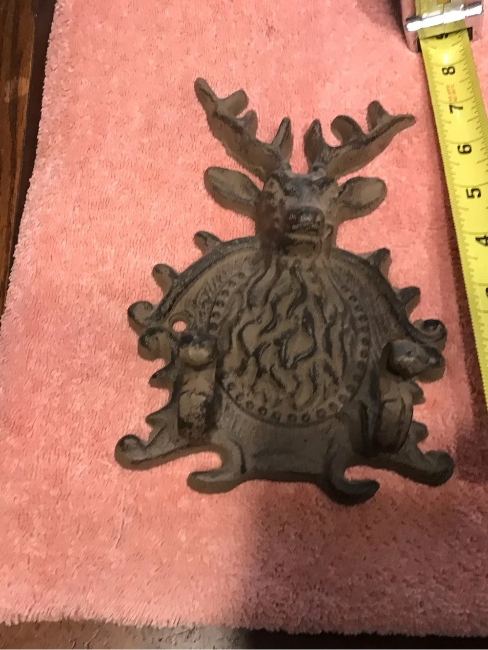 Rustic Cast Iron Brown Deer Head Wall Hook